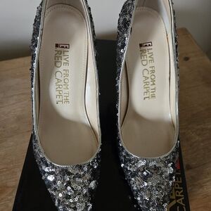 Silver Sequin Heels